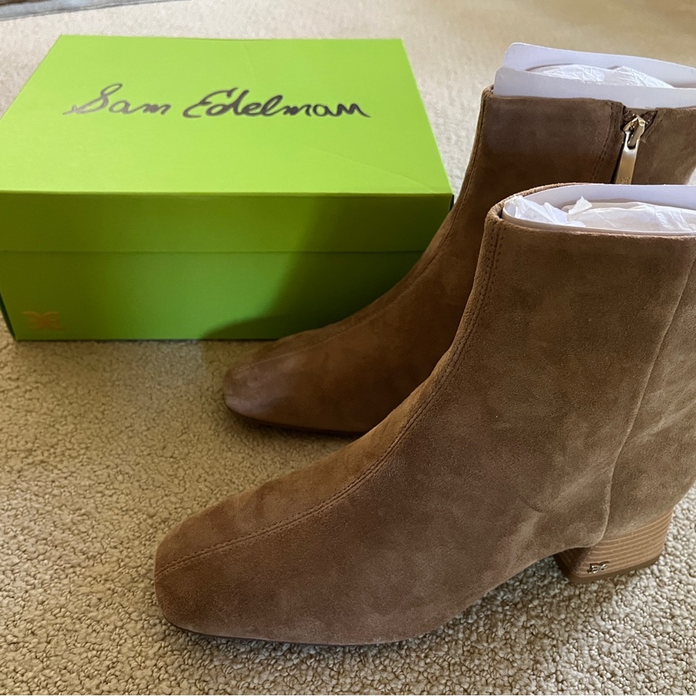 PAIGE Tan Suede Ankle Boots